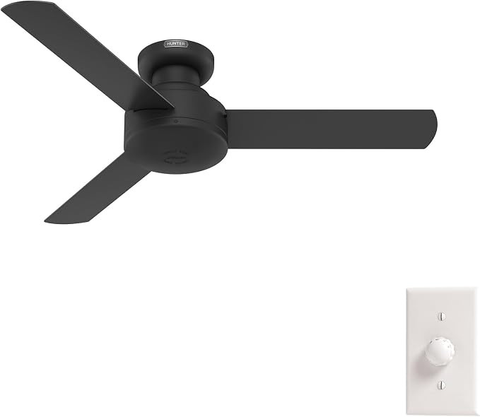 Hunter Presto, Indoor, Ceiling Fan, No Light, Modern, 44 inch, Matte Black | Low Profile Mount, W... | Amazon (US)