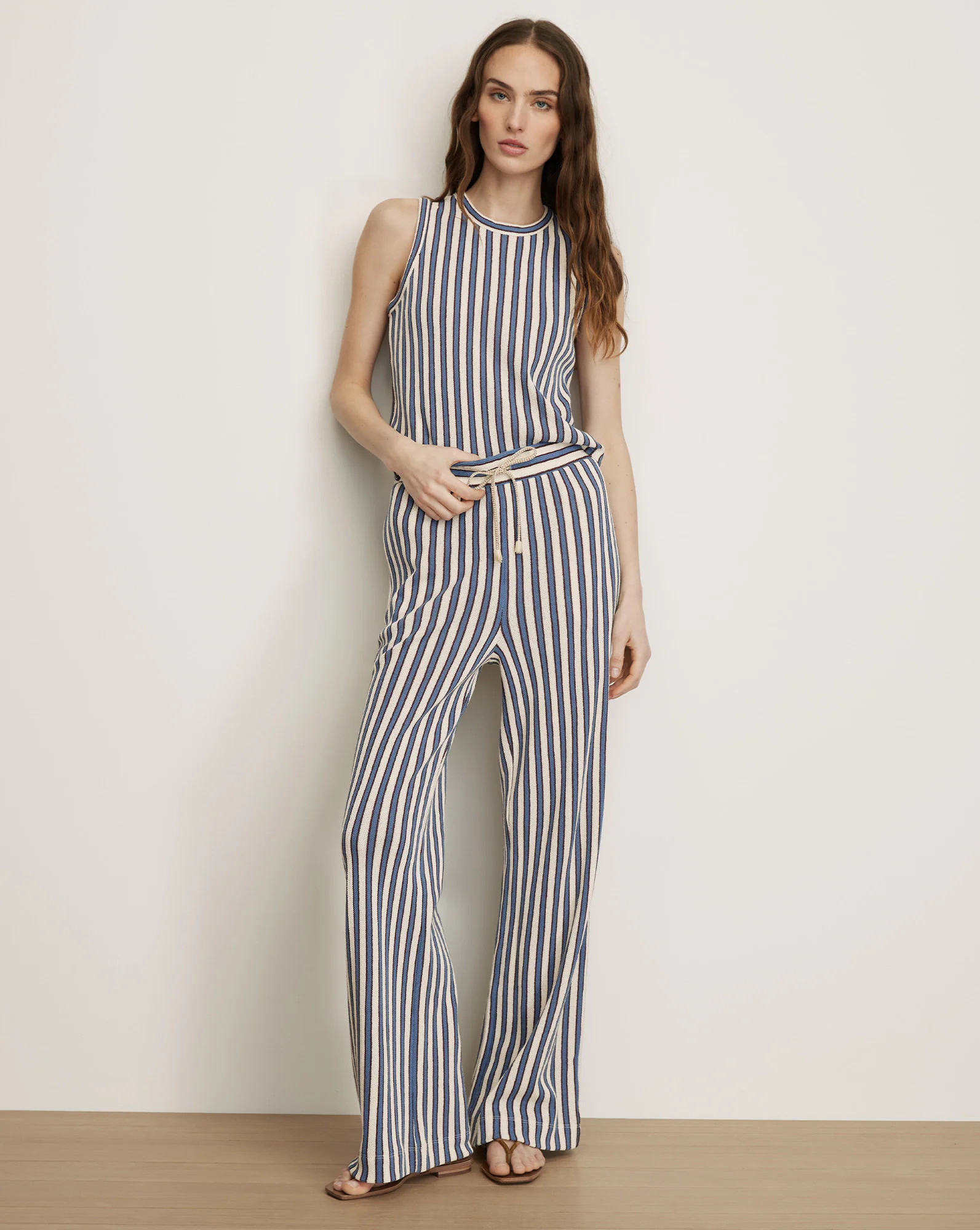Veronica Beard Zosia Crochet Wide-Leg Pant Ecru Bluefin Multi | Veronica Beard