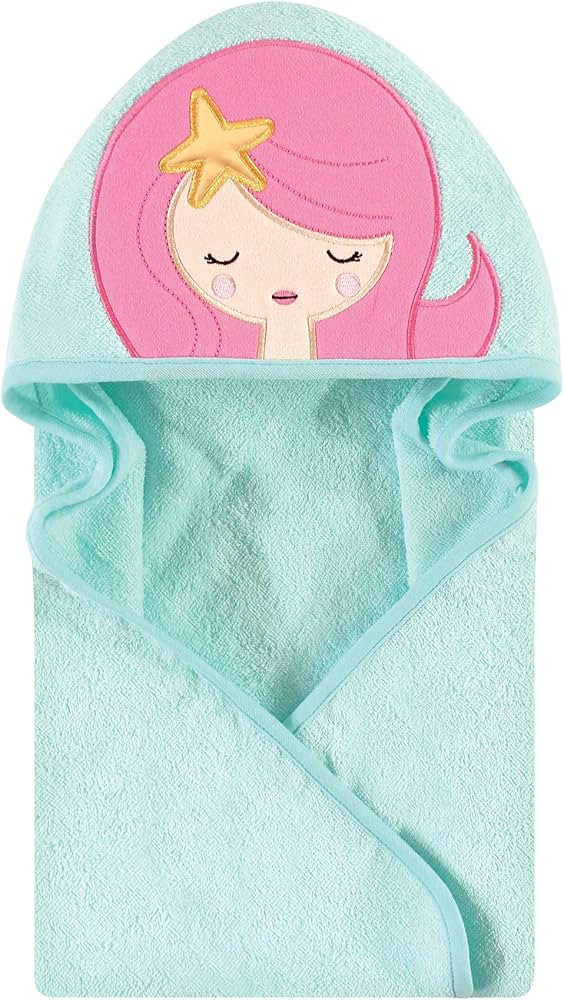 Hudson Baby Unisex Baby Cotton Animal Face Hooded Towel, Mermaid, One Size | Amazon (US)