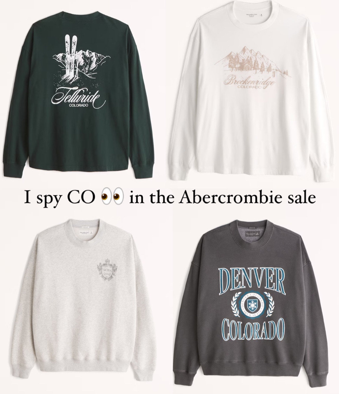 Telluride, Breckenridge, Vail & Denver in the Abercrombie sale! 

#LTKSale