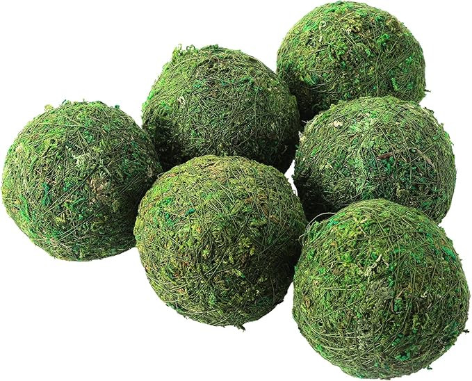 Biubee 6Pack Decorative Faux Dried Moss Balls- 3" Artificial Green Plant Mossy Globes Handmade Sp... | Amazon (US)