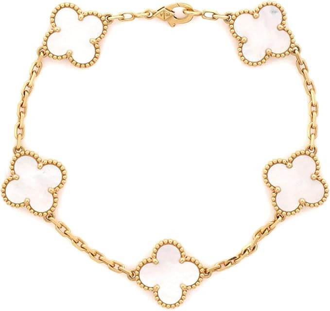 Amazon.com: Van Cleef & Arpels, Pre-Loved Vintage Alhambra 5 Motifs Bracelet 18K Yellow Gold and ... | Amazon (US)
