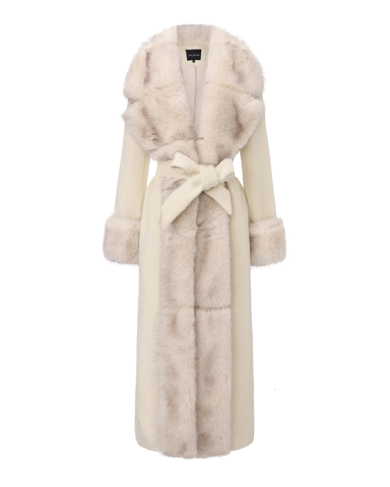 Adriana Faux Fur Coat (Off-white) | Long Winter Coat for Women | Nana Jacqueline