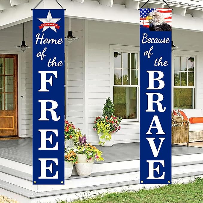 4th of July Decorations Patriotic Decor Pre-assembled Hanging Banners Memorial Day Flag Labor Vet... | Amazon (US)