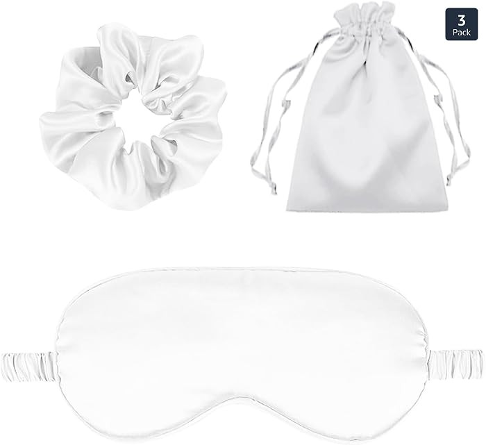 3Pcs Satin Eye Mask Silk Sleep Masks Set Silky Blindfold Eyeshade Blackout Eyes Cover Pouches Bag... | Amazon (US)