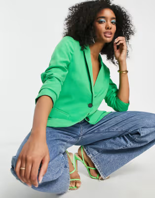 Vila tailored blazer & skirt suit in green | ASOS | ASOS (Global)