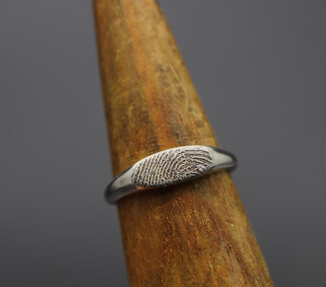 Fingerprint Jewelry Sterling Silver, Fingerprint Ring Her, Fingerprint Jewelry Memorial, Engraved... | Etsy (US)