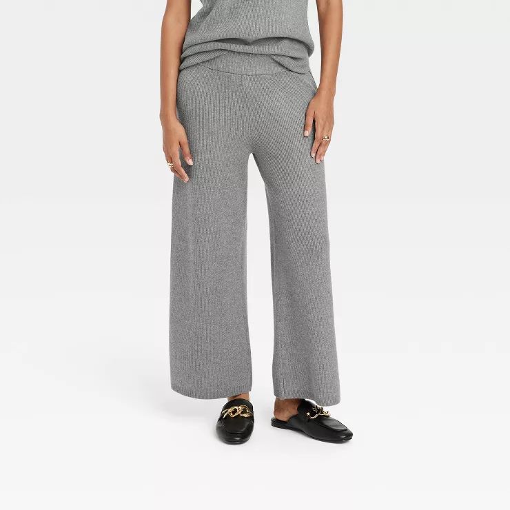 Women's High-Rise Ribbed Sweater Wide Leg Pants - A New Day™ | Target
