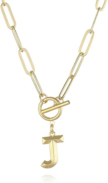 Eben-Ezer Toggle Clasp Capital A-Z Initial Necklace for Women Hiphop Plated Brass Alphabet Pendan... | Amazon (US)