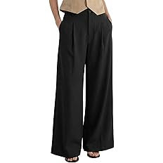 Arach&Cloz Womens Linen Blend Wide Leg Palazzo Pants All-Season Business Casual Outfits Dress Tro... | Amazon (US)