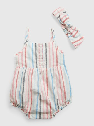 Baby Linen-Cotton Bubble Shorty One-Piece | Gap (US)