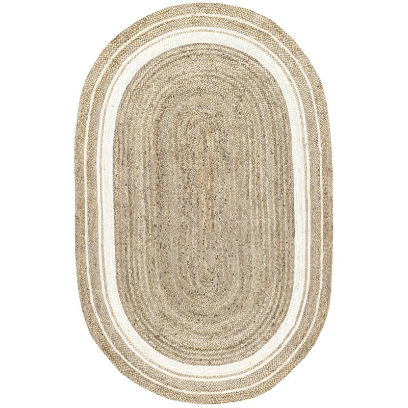 Ankita Bordered Jute Area Rug for Dining Room Living Room Kitchen, Off White/Natural | Wayfair North America