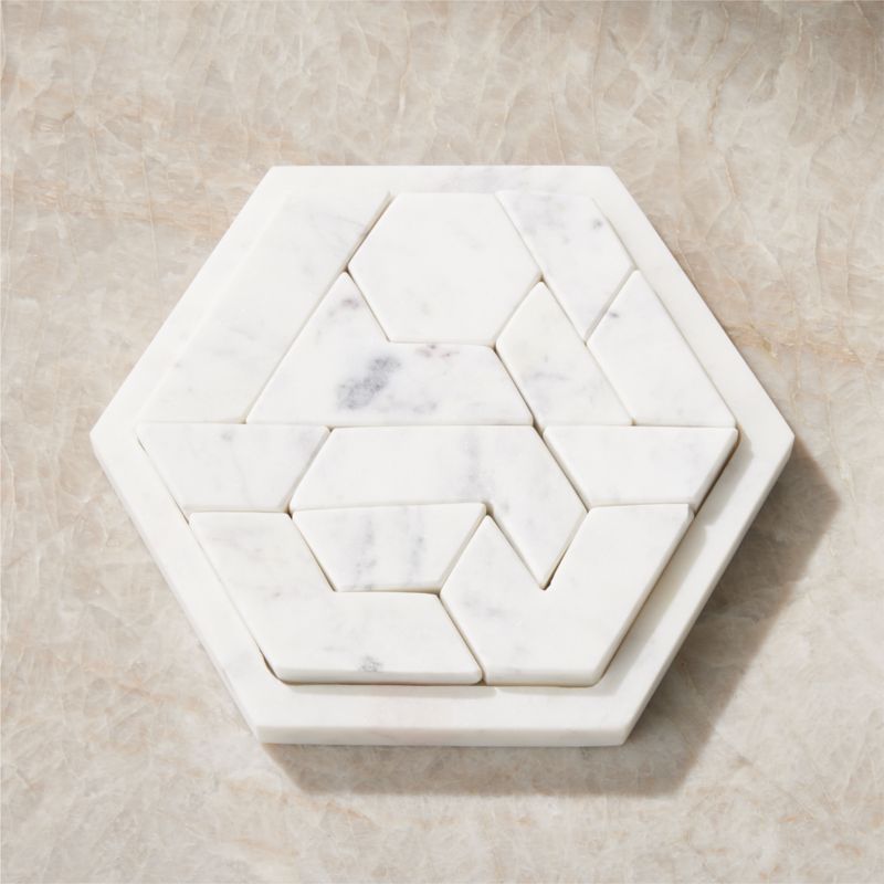 Waide White Marble Puzzle Game | CB2 | CB2