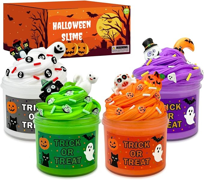 Halloween Slime Kit Toys for Kids 4 PCS, Mini Non Candy Treats Party Favors | Amazon (US)