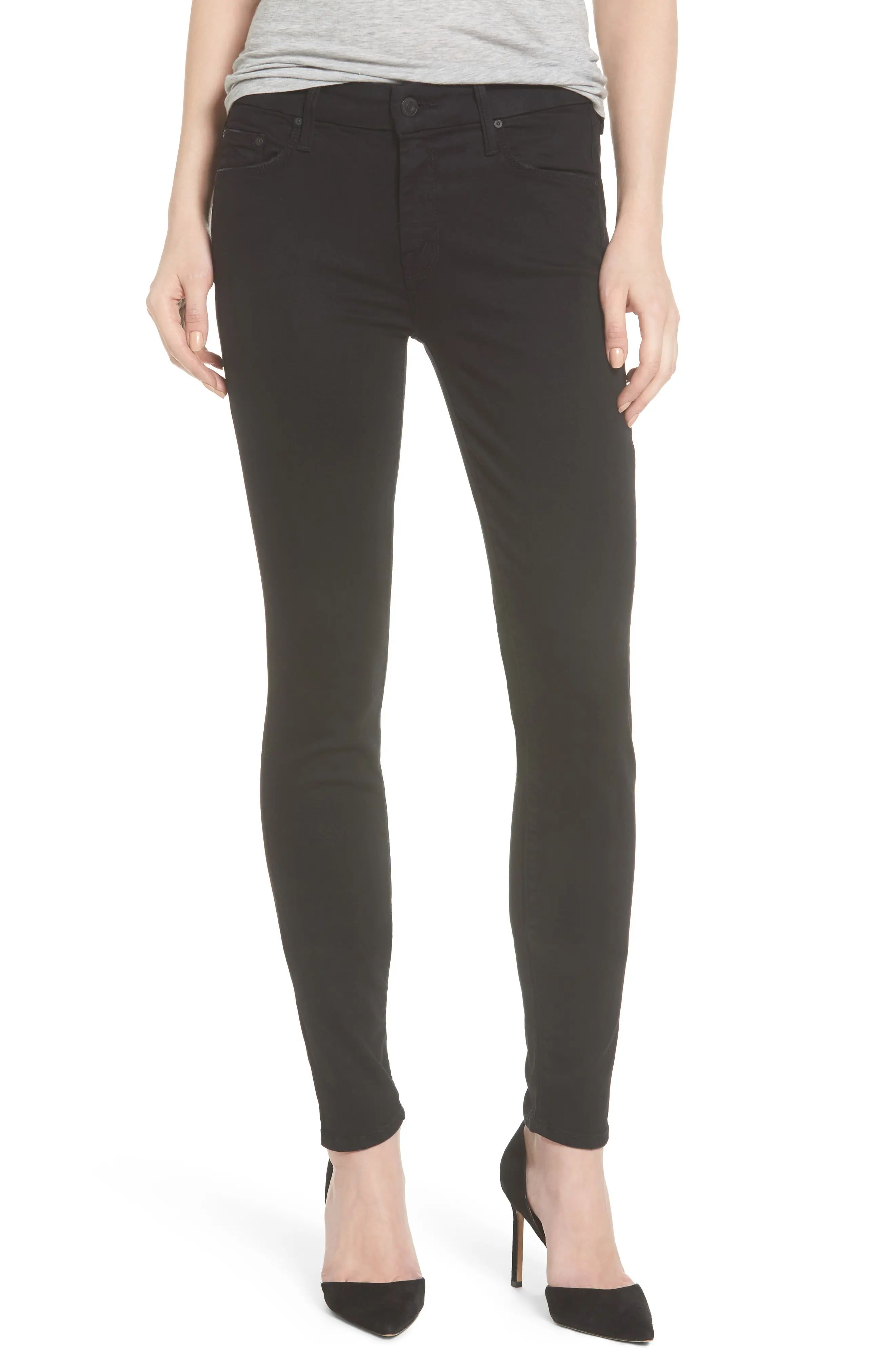 Women's Mother 'The Looker' Mid Rise Skinny Jeans, Size 23 - Black | Nordstrom