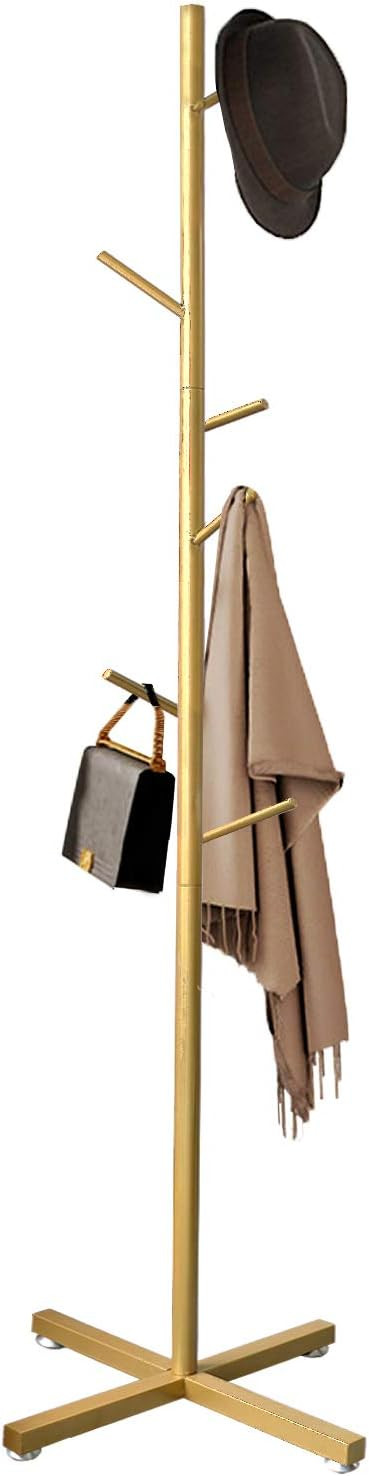 Jolitac Modern Metal Coat Rack in Gold Free Standing 7 Hooks Hall Tree in Corner, Hat Hanger & Co... | Amazon (US)