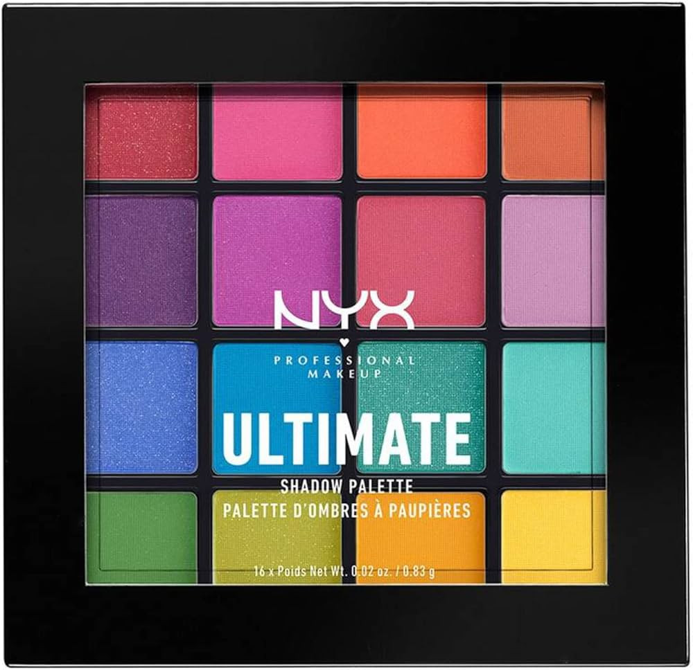 NYX PROFESSIONAL MAKEUP Ultimate Shadow Palette, Eyeshadow Palette, 16 shades - Brights, 1 count | Amazon (CA)