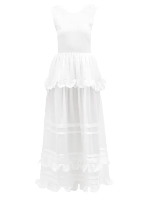 Cecilie Bahnsen - Echo Tiered Silk-charmeuse Gown - Womens - White | Matches (UK)
