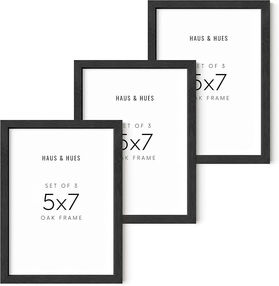 HAUS AND HUES Black Oak Wood Picture Frames, 5x7 inches, Set of 3, for Gallery Wall Decor | Amazon (US)