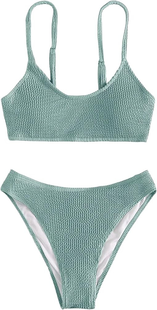 SOLY HUX Bikini Sets for Women Solid Textured Bikini Bathing Suits 2 Piece Swimsuit | Amazon (US)
