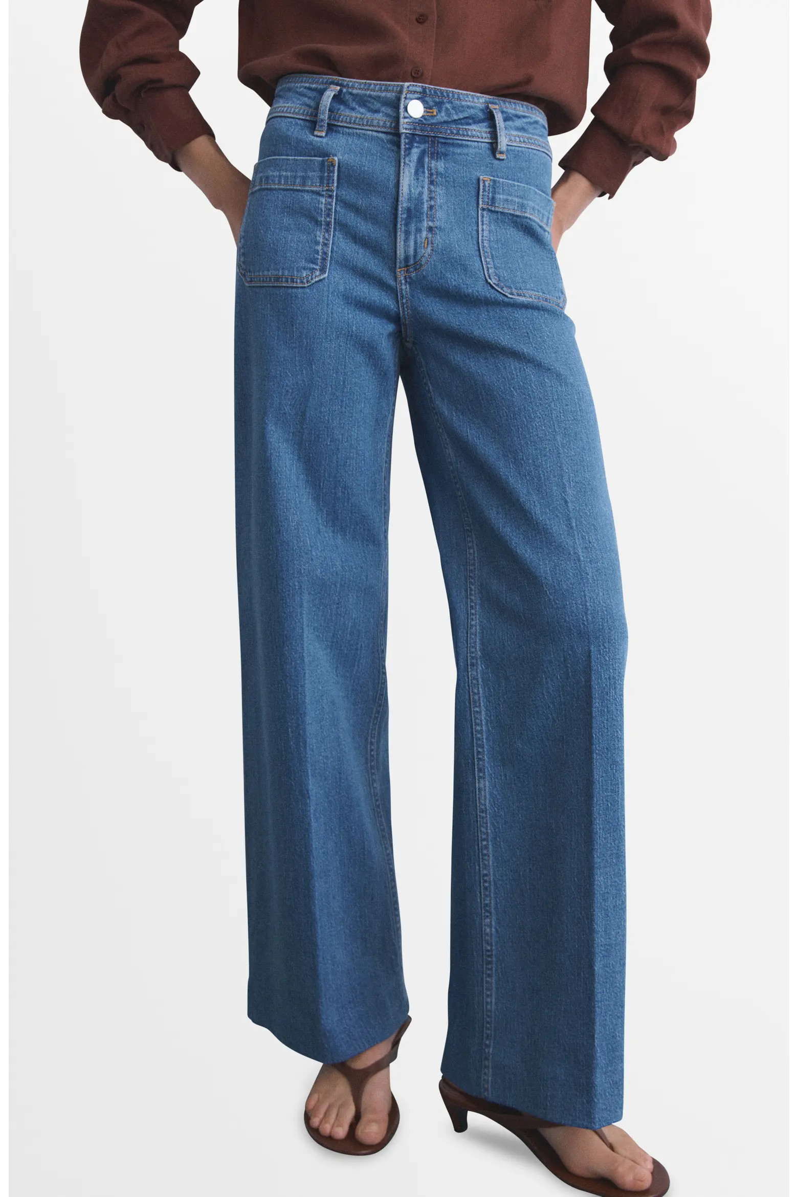 MANGO Jessie Patch Pocket Wide Leg Jeans (Women) | Nordstrom | Nordstrom