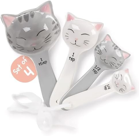 Cat Shaped Ceramic Measuring Spoons - Gift for Any Cat Lover - Cat Ceramic Measuring Spoons Bakin... | Amazon (US)