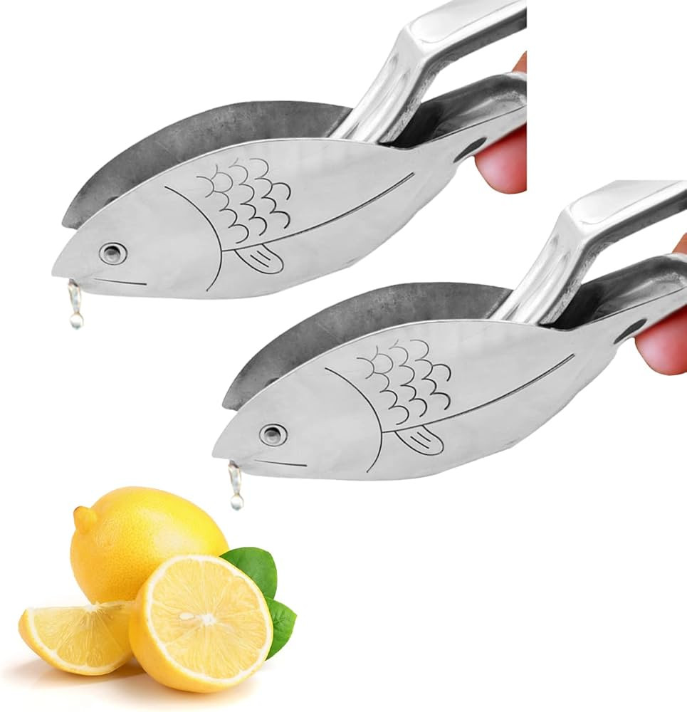 2Pcs Manual Lemon Juicer, Stainless Steel Fish Shape Lemon Squeezer, Manual Lemon Slice Squeezer,... | Amazon (US)