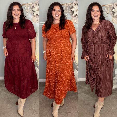 Curvy Thanksgiving outfits maxi dresses 🦃🍂🥧 Comfy Fall outfit inspo 
All size XL 
#midsizeoutfits #curvystyle #ootd #everydaystyle #maxidress #boots #plisse #falloutfits #thanksgivingoutfit #autumnstyle 

#LTKmidsize #LTKHoliday #LTKSeasonal