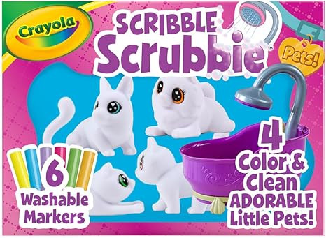 Crayola Scribble Scrubbies Tub Set (4 Pets), Holiday for Kids, Washable Pet Care Toy, Coloring An... | Amazon (US)