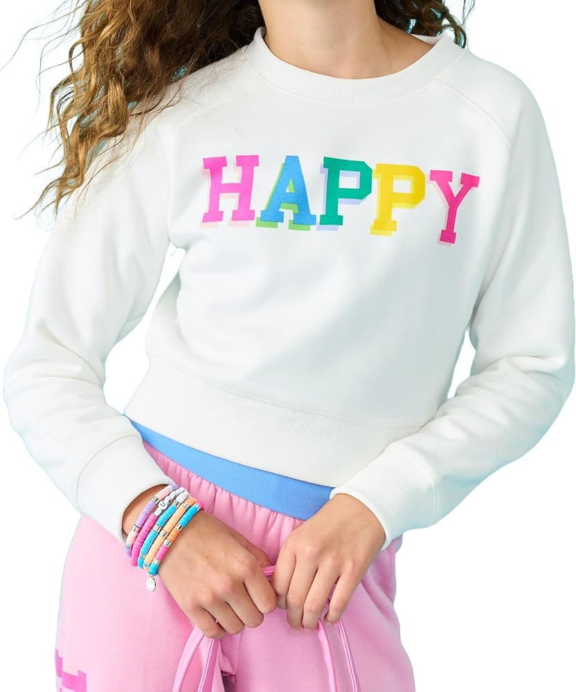 iscream Big Girls Softest Puff Fleece Crewneck Fun Graphic Sweatshirt - Chill Vibes Collection | Amazon (US)