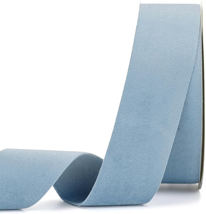 Dusty Blue Double Faced Velvet Ribbon,2 Inch x 20Yd for Christmas Wreath Gift Wrapping Christmas ... | Amazon (US)