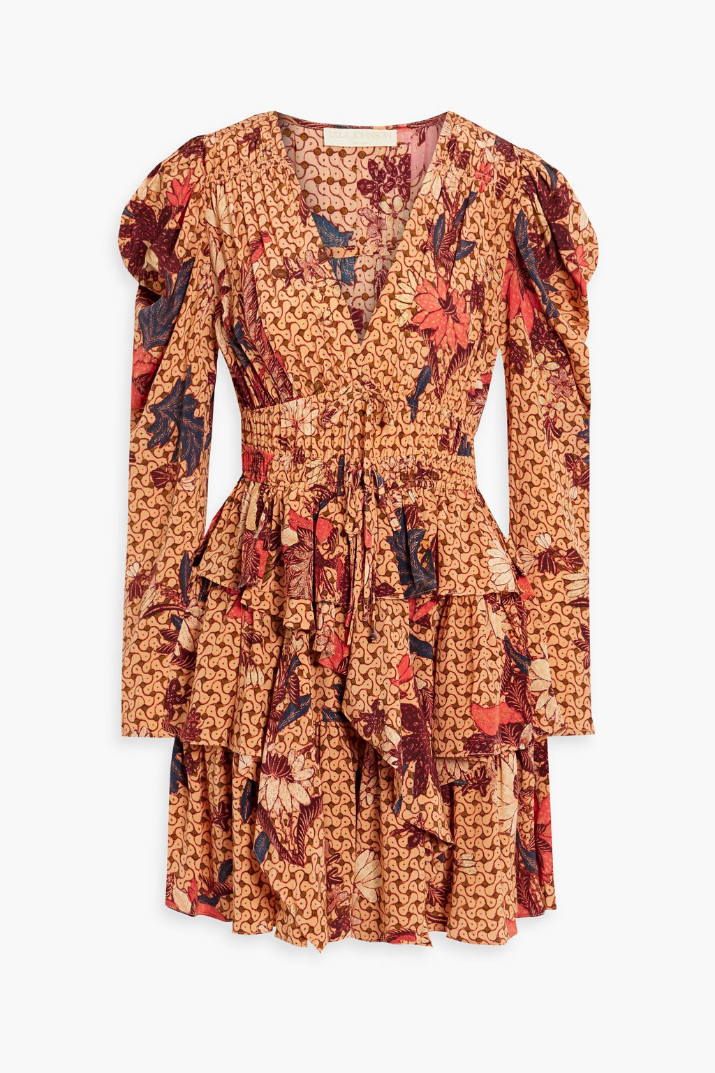 Oni ruffled printed silk crepe de chine mini dress | The Outnet (US and CA)