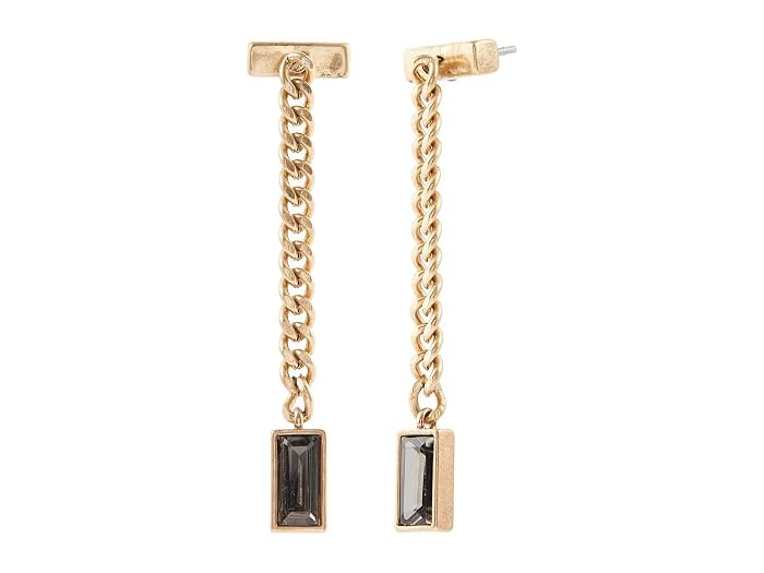 AllSaints Baguette Mini Linear Earrings (Black Diamond) Earring | Zappos