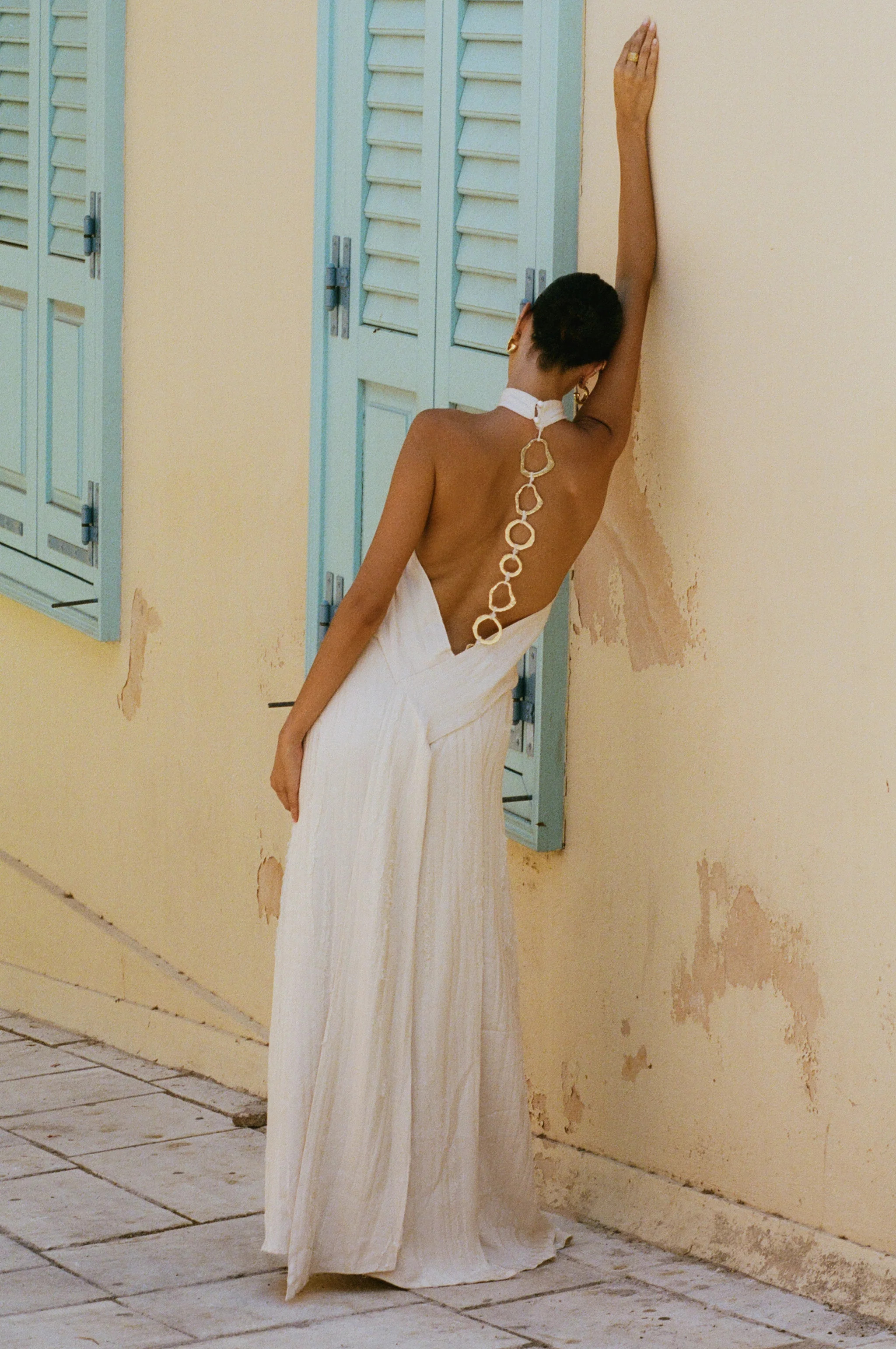 Palmetto Textured Dress — Ivory | Yellow The Label