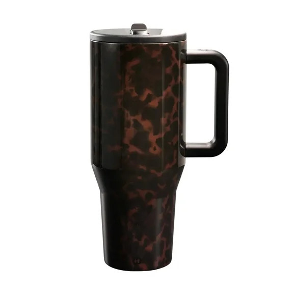 Tortoiseshell Fashion Travel Cup with Handle, 40oz Capacity, Christmas Gift Stainless Steel Tumbl... | Walmart (US)