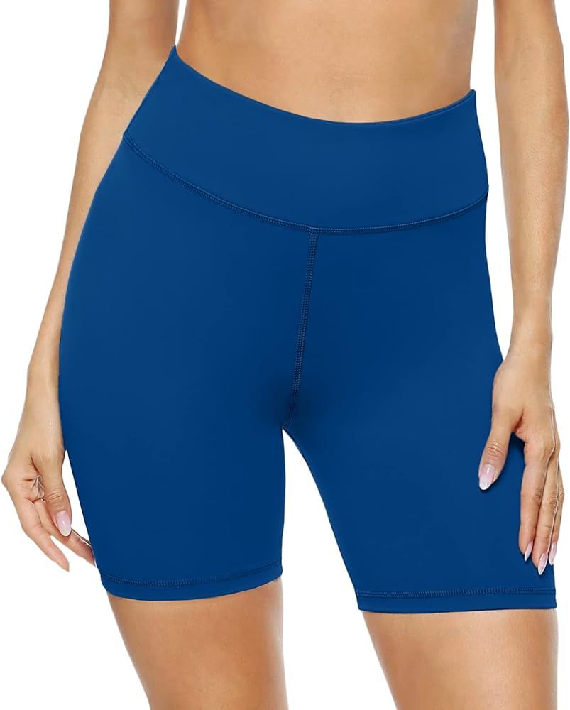 PERSIT Women's High Waist Print Workout Yoga Shorts with 2 Hidden Pockets, Non See-Through Tummy ... | Amazon (US)