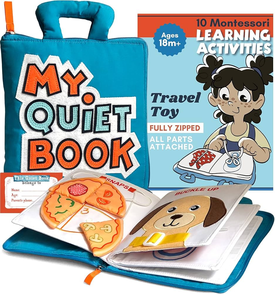 My Quiet Book - Toddler Travel Toys for Age 1 2 3 4, Airplane Activities for Toddlers 1-3 with 10... | Amazon (US)