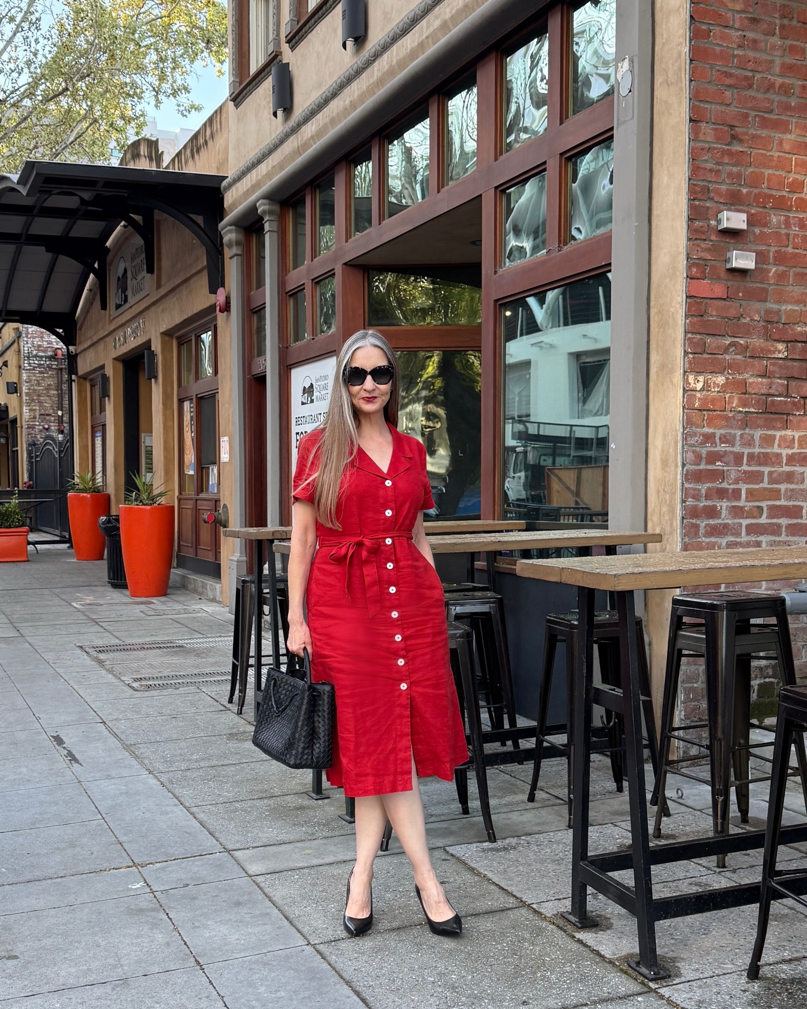 Feeling sassy in this s beautiful shade of red! #linendress #reddress #mididress #workdress #classicdress 

#LTKdayinmylife #LTKOver40 #LTKMidsize