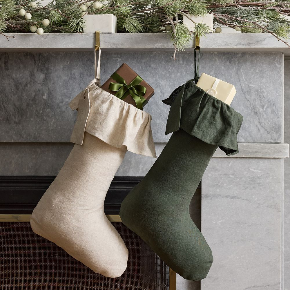 Linen Ruffle Hem Stocking | West Elm (US)