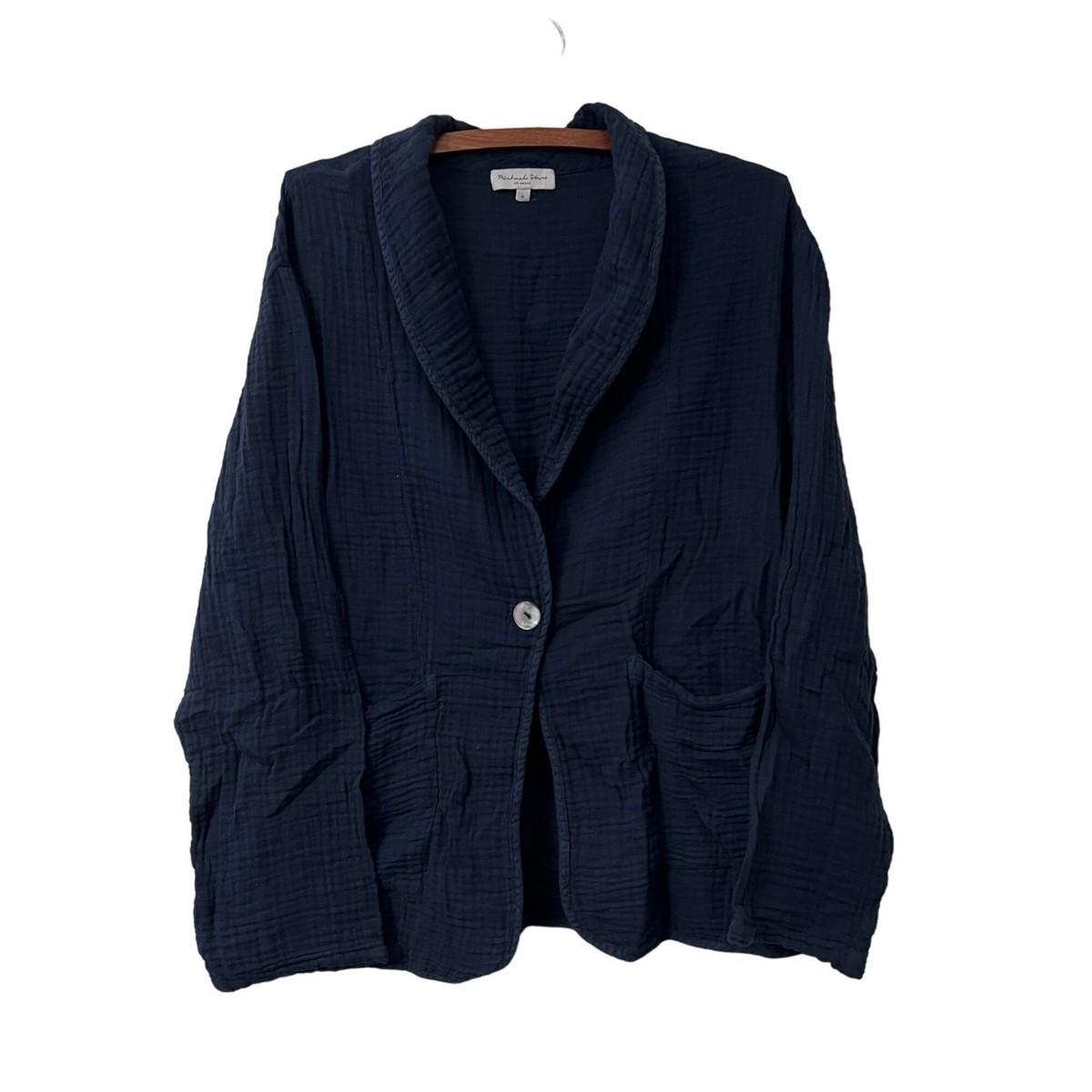 Michael Stars Navy Blue Slub Woven Cotton Lightweight Blazer Womens Size S | eBay | eBay US