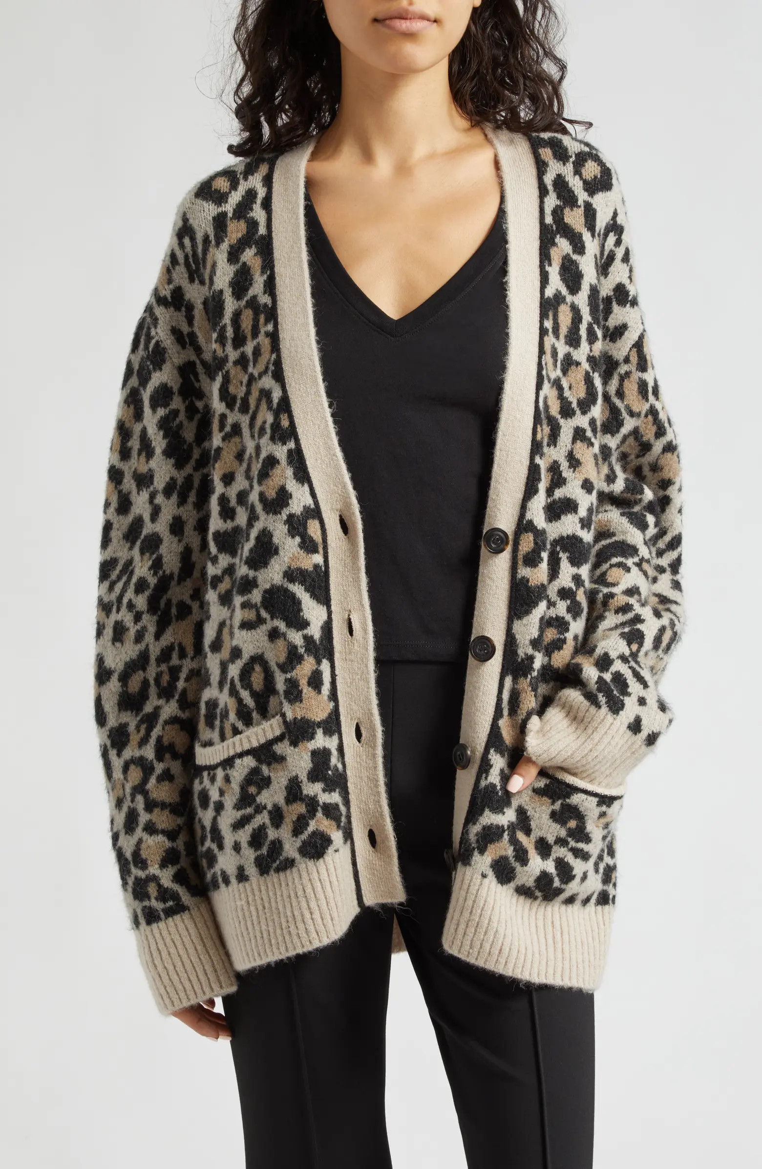 ATM Anthony Thomas Melillo Leopard Jacquard Cardigan | Nordstrom | Nordstrom
