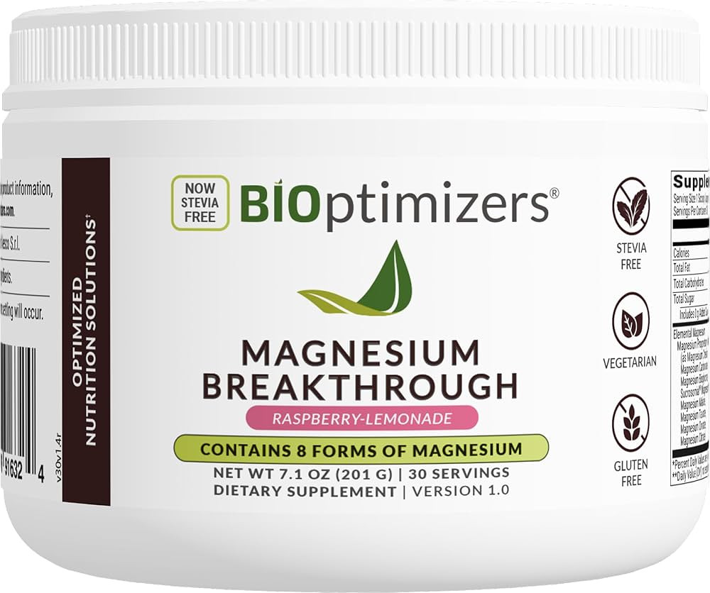 BIOptimizers Magnesium Breakthrough Drink Raspberry Lemonade - 8 Forms of Magnesium: Glycinate, M... | Amazon (US)