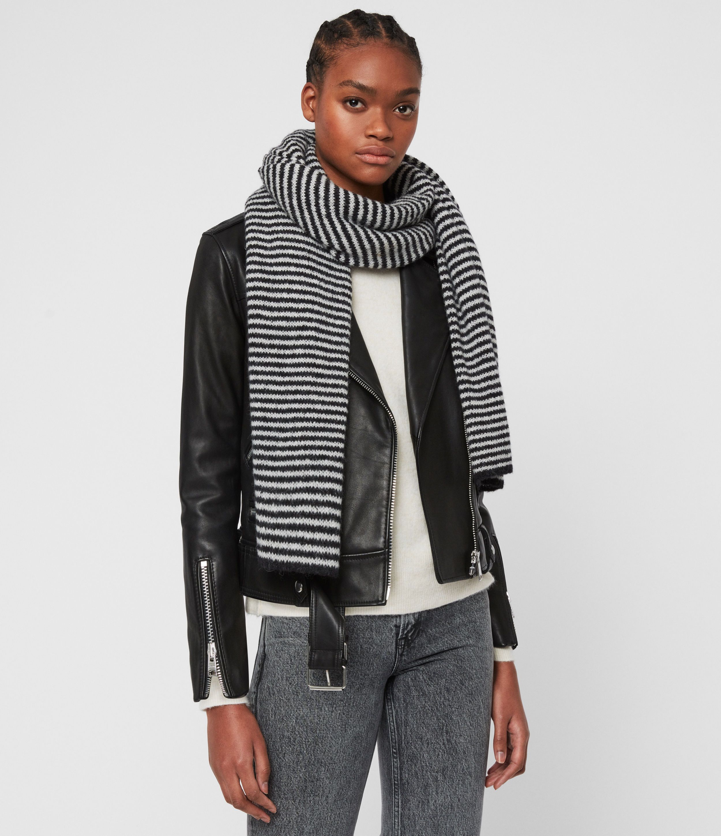 Striped Wool Blend Scarf | AllSaints US