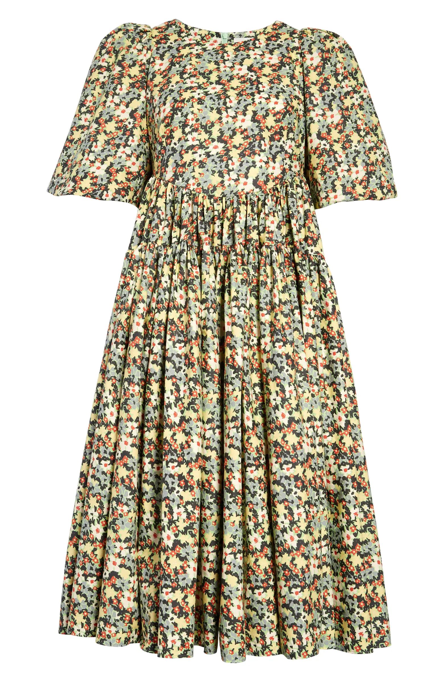 Molly Goddard Allegra Floral Print Tiered Cotton Midi Dress | Nordstrom | Nordstrom
