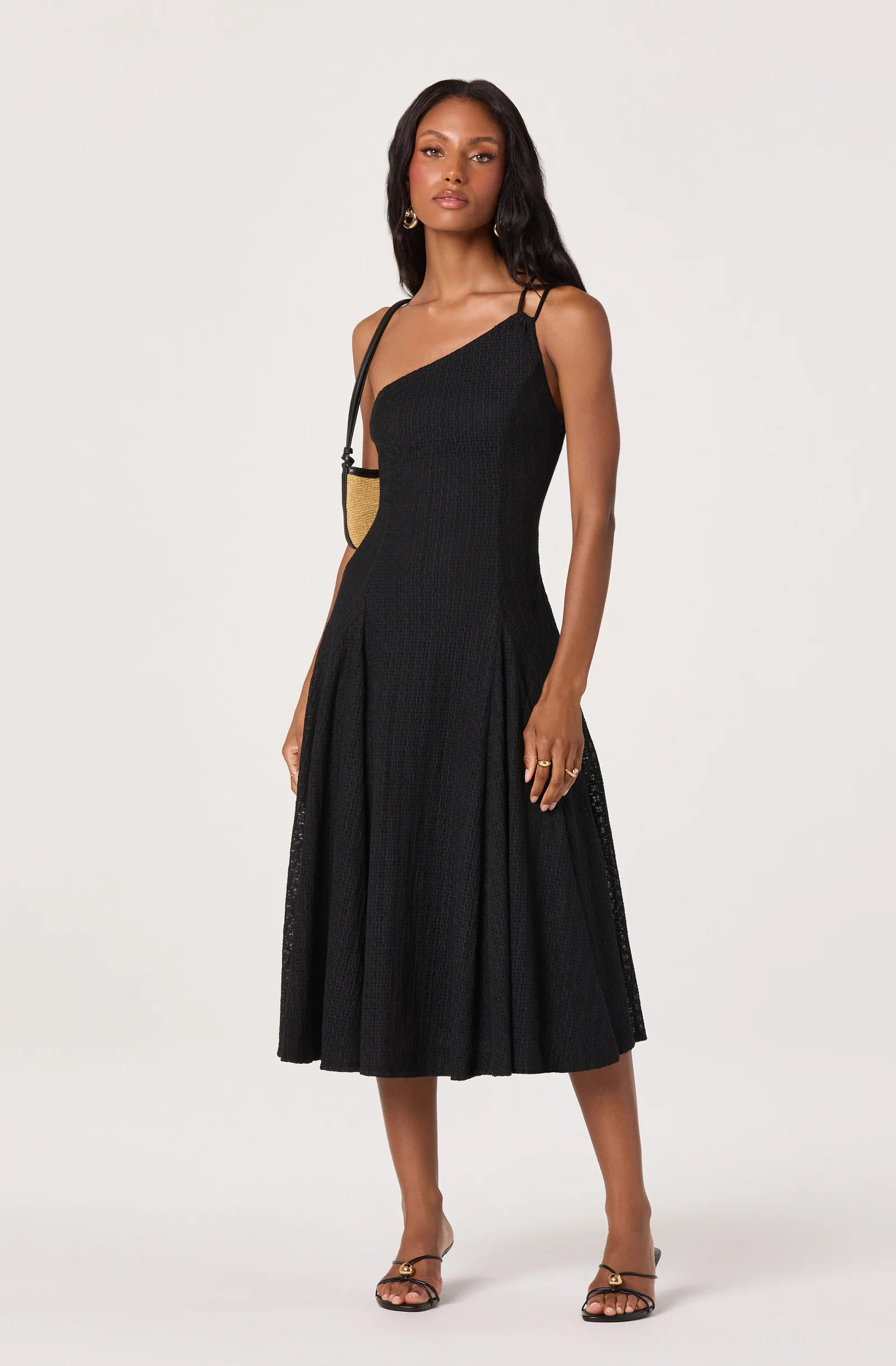 Nola One-Shoulder Knit Midi Dress - Black / XS | ASTR The Label (US)