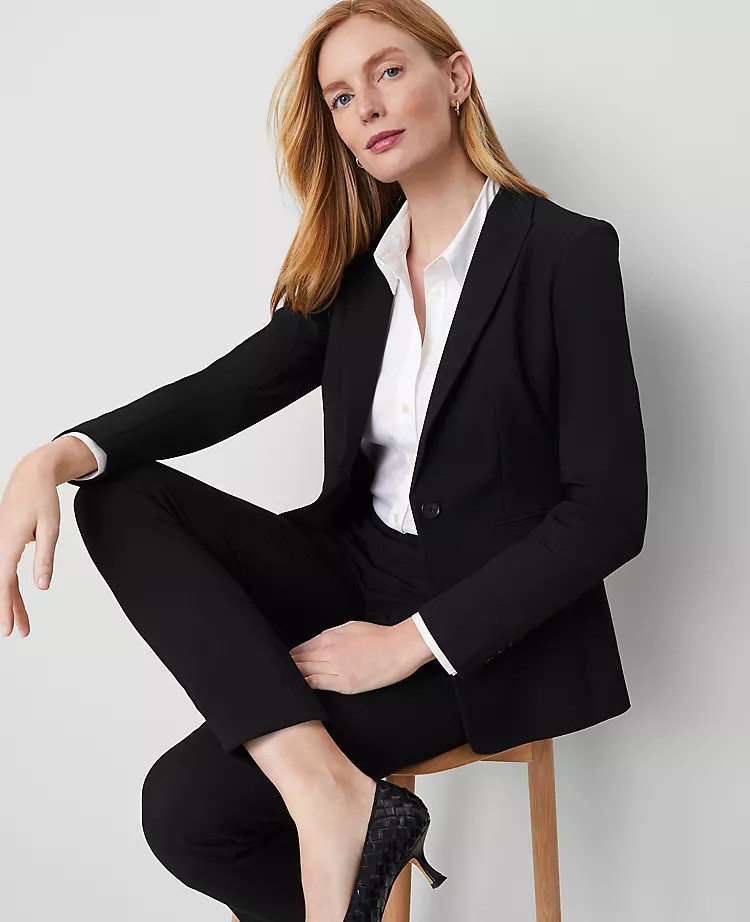 The Long One-Button Blazer in Bi-Stretch | Ann Taylor | Ann Taylor (US)