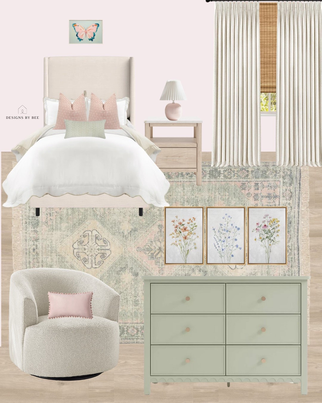 Girls room, girl bedroom, toddler girl, little girls room, flower rug, flower pillow, wall art, kids furniture, kids bed 

 #LTKHome #LTKKids #LTKFamily