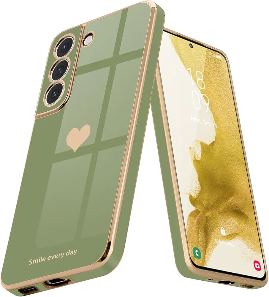 Teageo for Samsung Galaxy S22 5G Case for Women Girl Cute Love-Heart Luxury Bling Soft Back Cover... | Amazon (US)