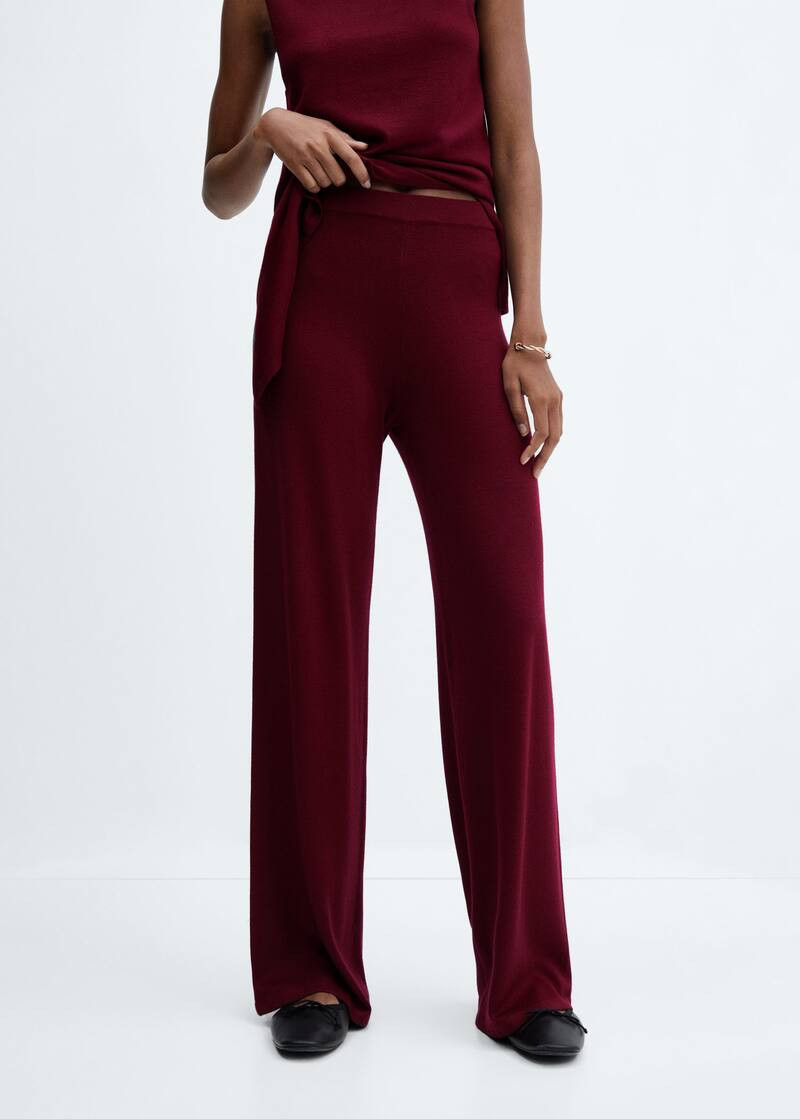 Fine-knit wideleg pants | MANGO (US)