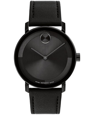 Men's Bold Evolution 2.0 Swiss Quartz Black Leather Watch 40mm | Macy's